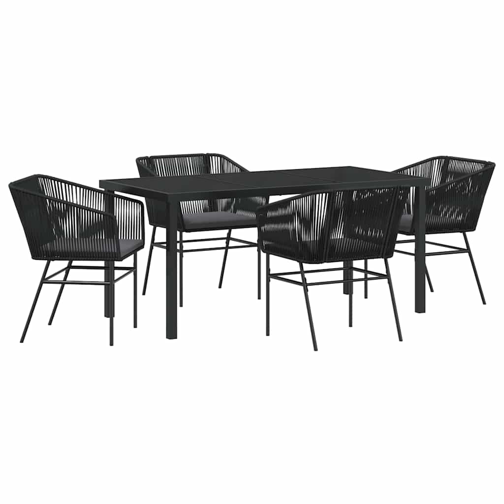 vidaXL Zestaw do jadalni w ogrodzie z poduszką 5 pcs Czarny