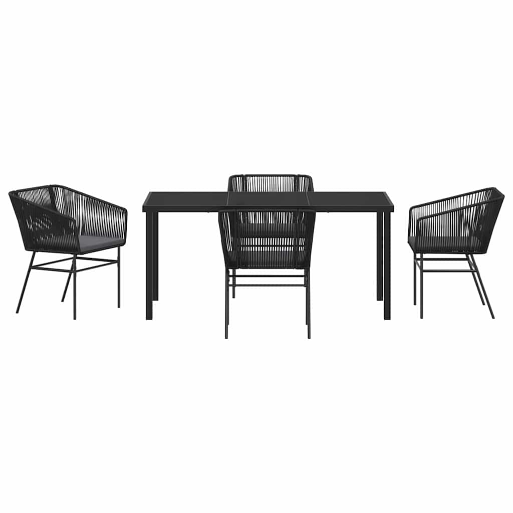 vidaXL Zestaw do jadalni w ogrodzie z poduszką 5 pcs Czarny