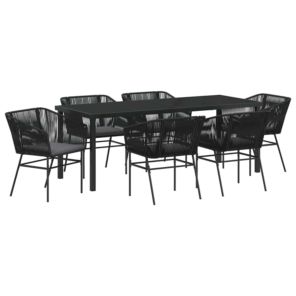 vidaXL Zestaw do jadalni w ogrodzie z poduszką 7 pcs Czarny