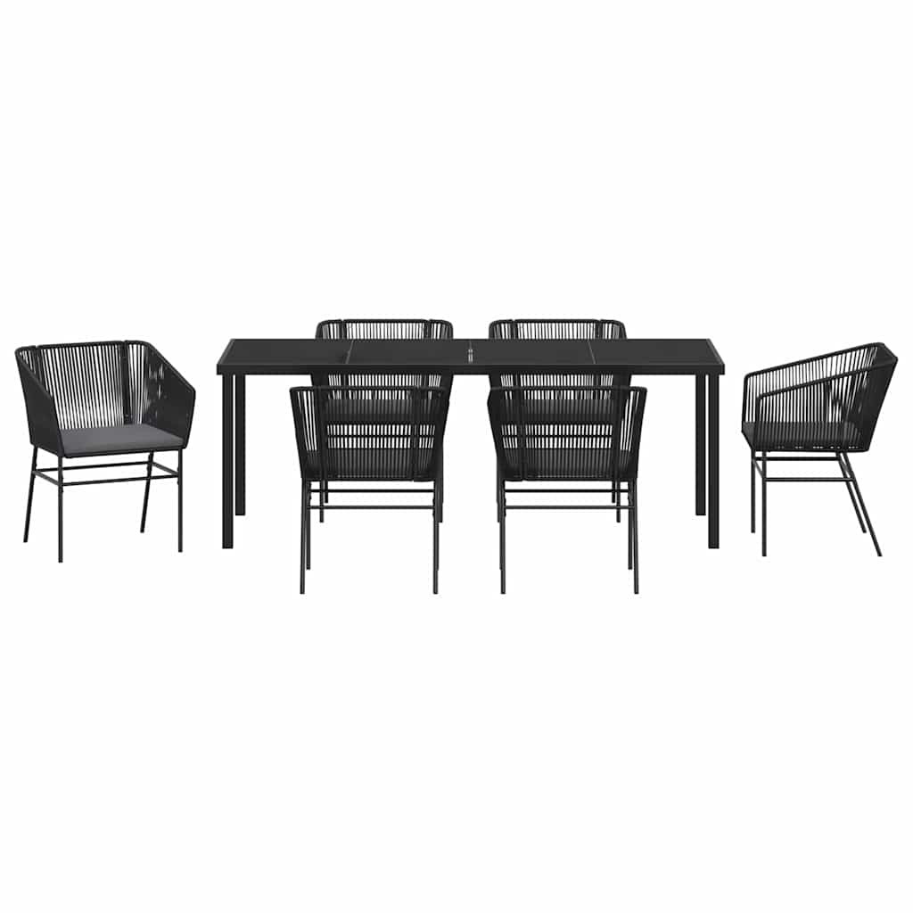 vidaXL Zestaw do jadalni w ogrodzie z poduszką 7 pcs Czarny
