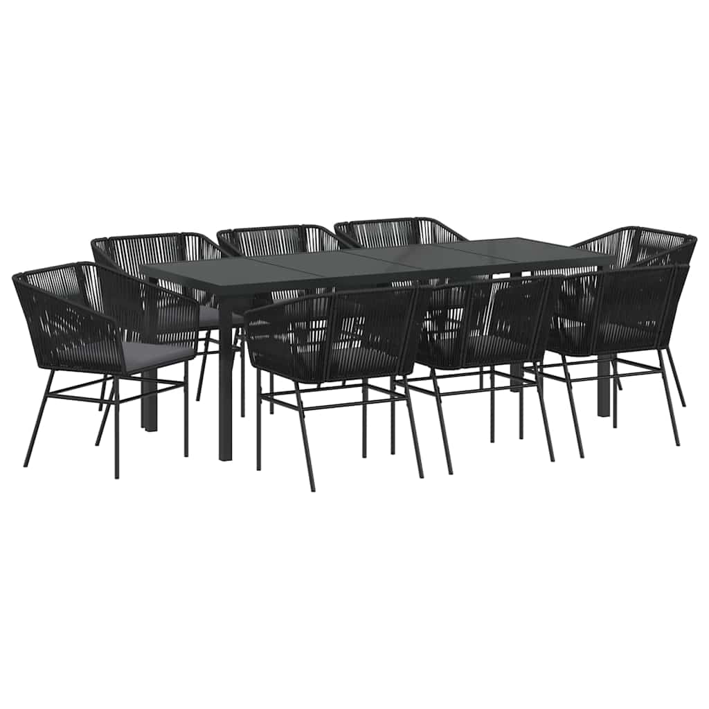 vidaXL Zestaw do jadalni w ogrodzie z poduszką 9 pcs Czarny