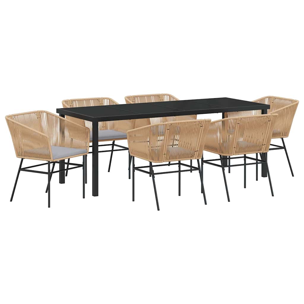 vidaXL Zestaw do jadalni w ogrodzie z poduszką 7 pcs Brązowy