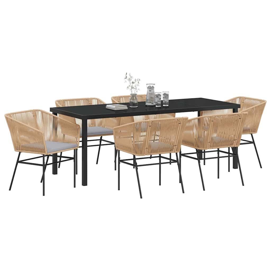 vidaXL Zestaw do jadalni w ogrodzie z poduszką 7 pcs Brązowy