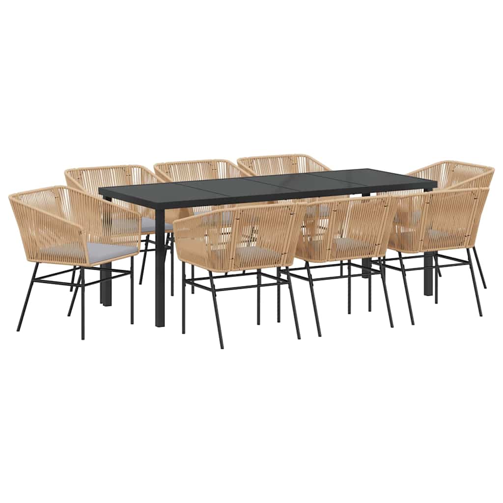 vidaXL Zestaw do jadalni w ogrodzie z poduszką 9 pcs Brązowy