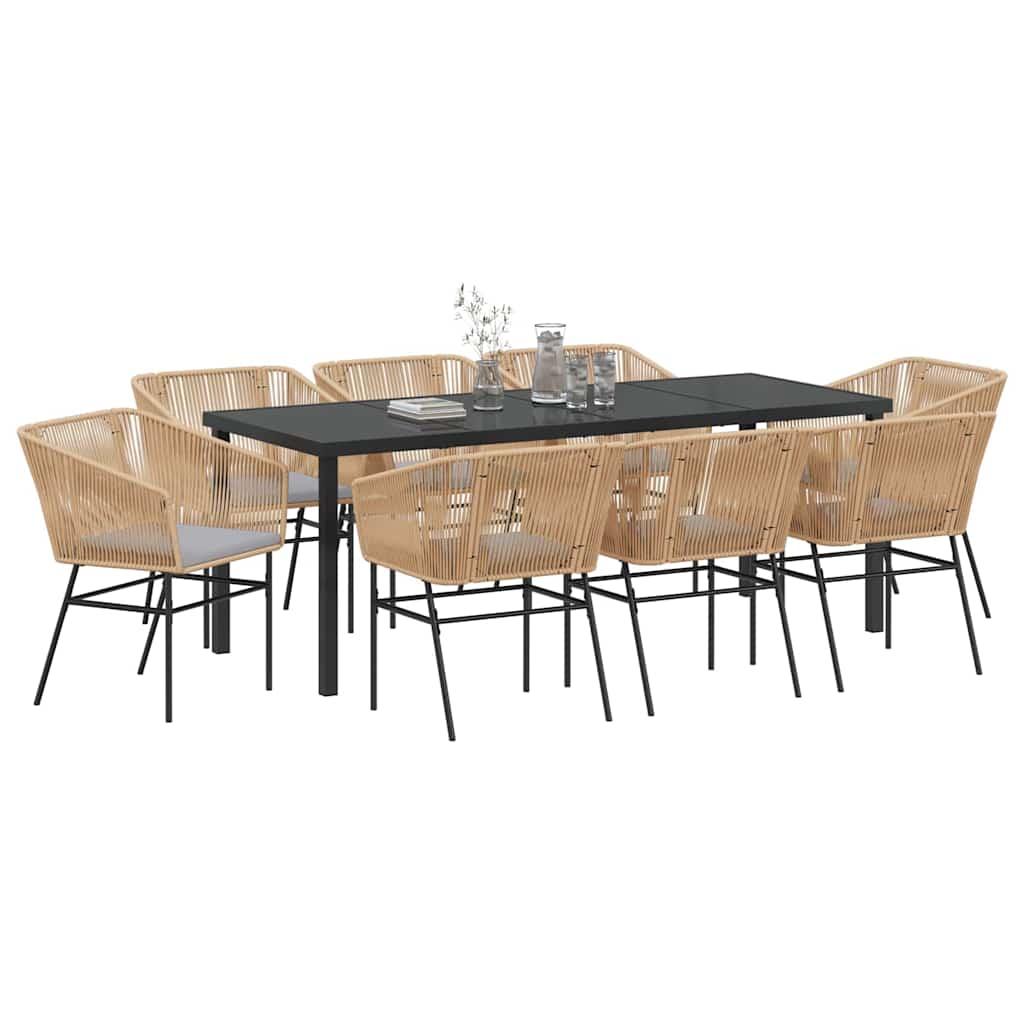 vidaXL Zestaw do jadalni w ogrodzie z poduszką 9 pcs Brązowy