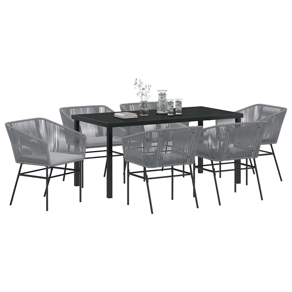 vidaXL Zestaw do jadalni w ogrodzie z poduszką 7 pcs Szary
