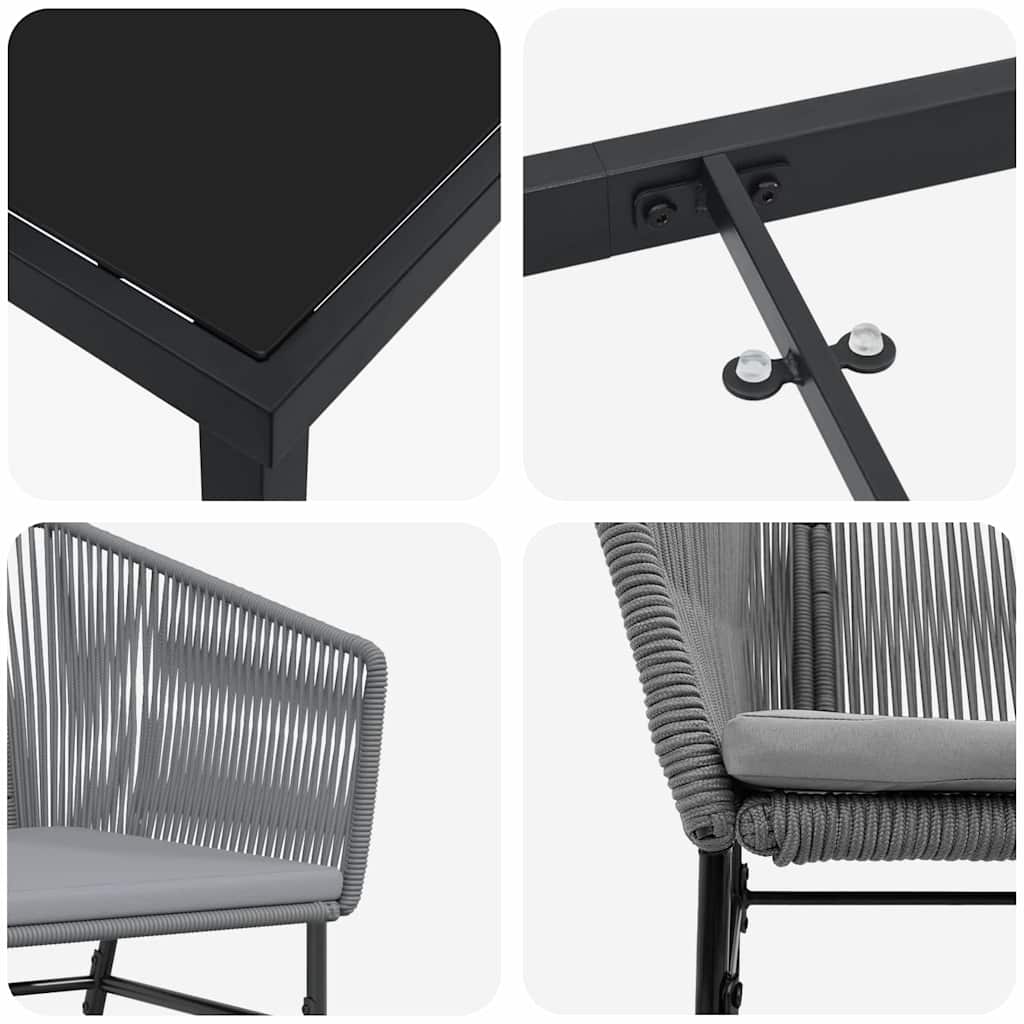 vidaXL Zestaw do jadalni w ogrodzie z poduszką 7 pcs Szary