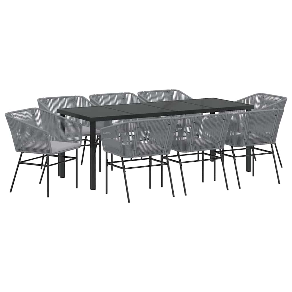 vidaXL Zestaw do jadalni w ogrodzie z poduszką 9 pcs Szary