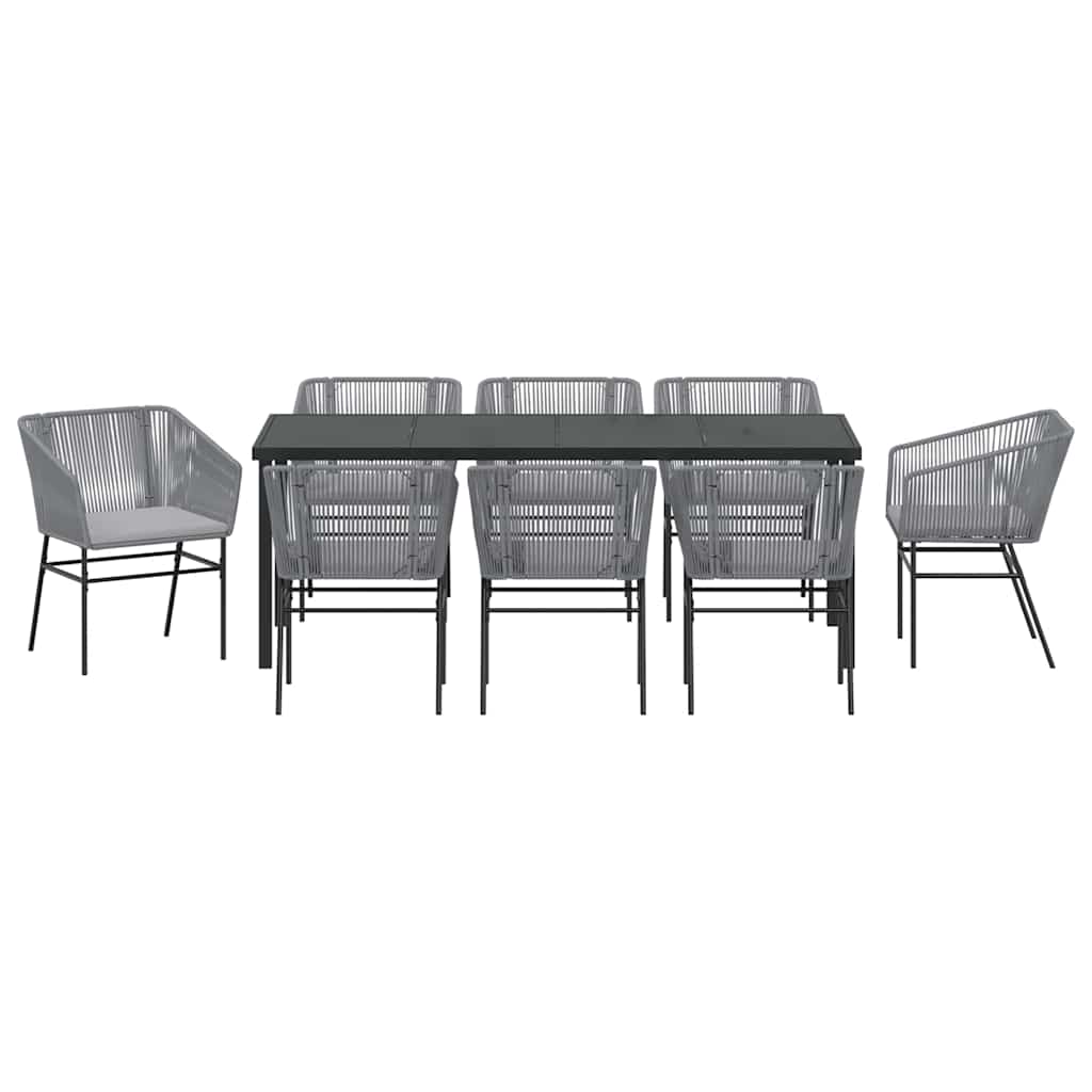 vidaXL Zestaw do jadalni w ogrodzie z poduszką 9 pcs Szary