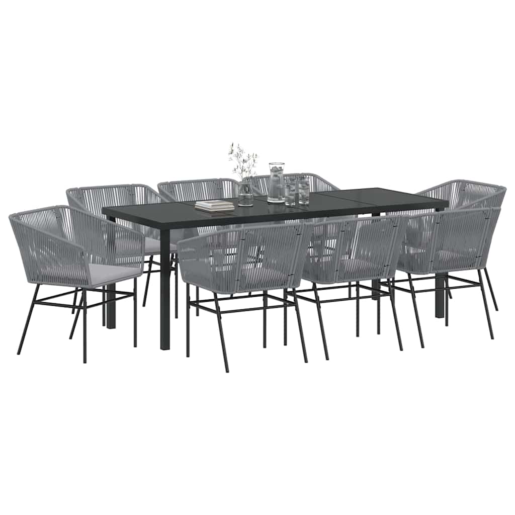 vidaXL Zestaw do jadalni w ogrodzie z poduszką 9 pcs Szary
