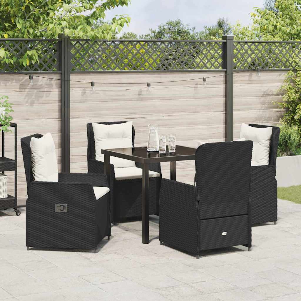vidaXL Zestaw do jadalni w ogrodzie 5 pcs Czarny polirattan