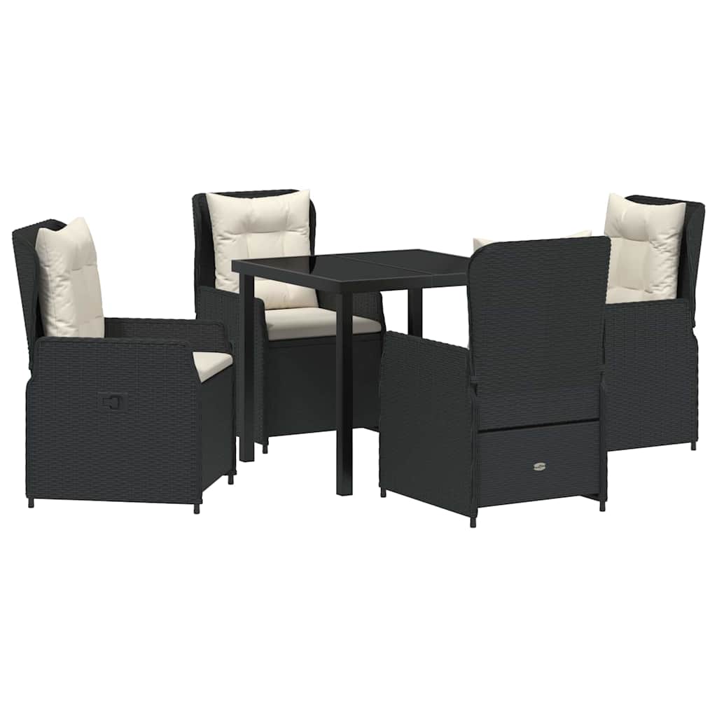 vidaXL Zestaw do jadalni w ogrodzie 5 pcs Czarny polirattan