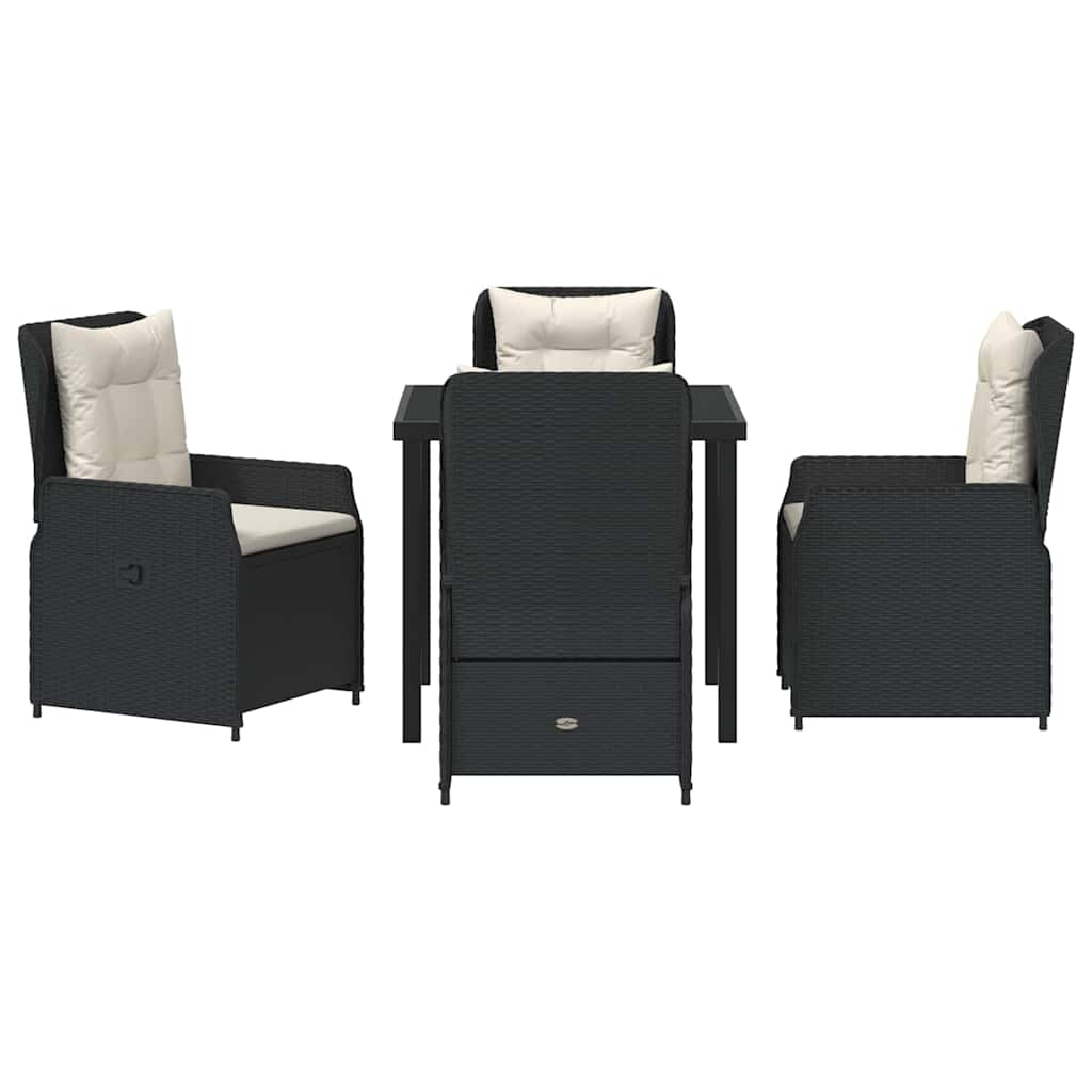 vidaXL Zestaw do jadalni w ogrodzie 5 pcs Czarny polirattan