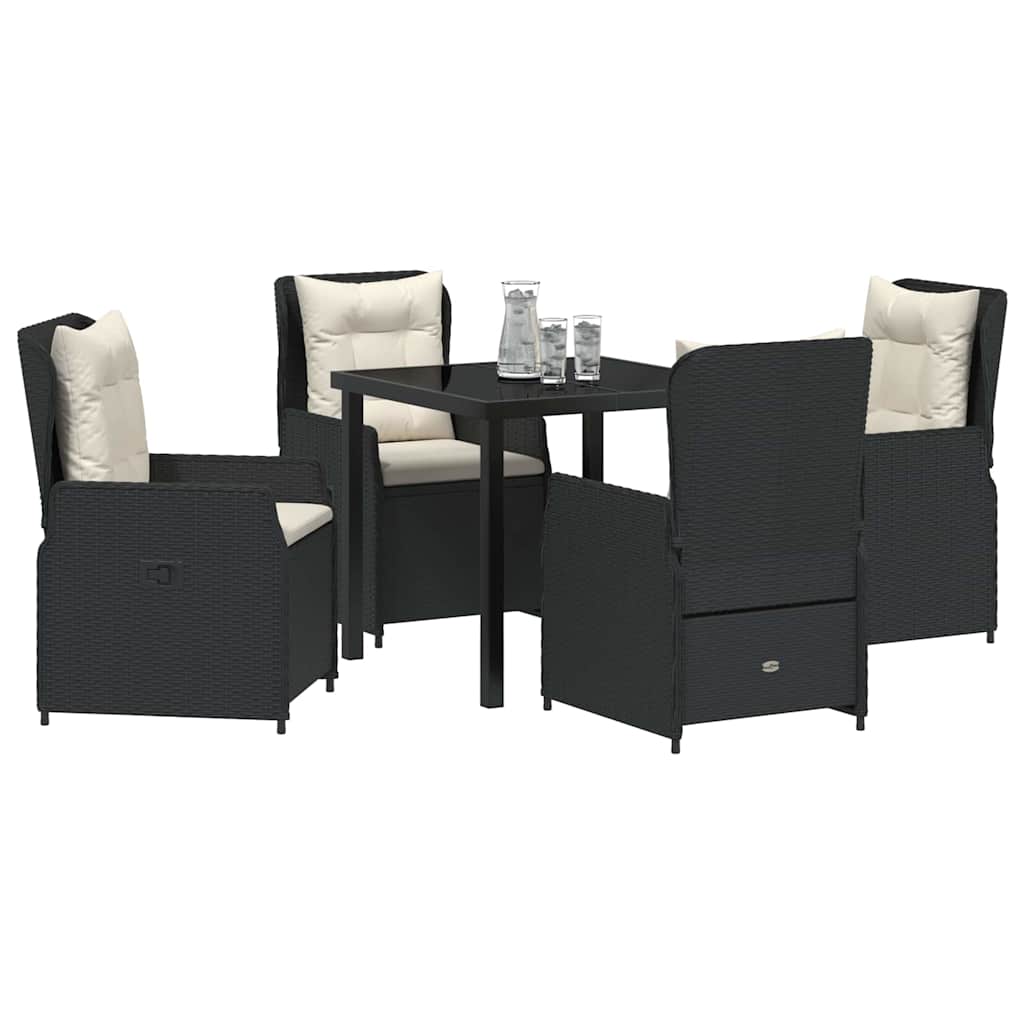 vidaXL Zestaw do jadalni w ogrodzie 5 pcs Czarny polirattan