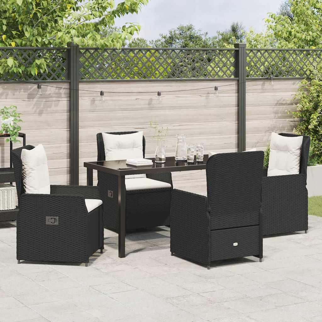 vidaXL Zestaw do jadalni w ogrodzie 5 pcs Czarny polirattan