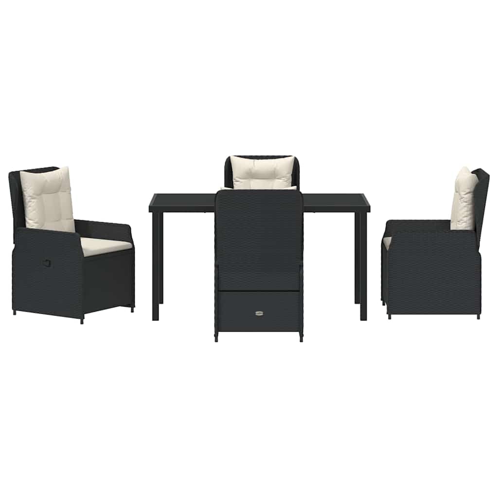 vidaXL Zestaw do jadalni w ogrodzie 5 pcs Czarny polirattan