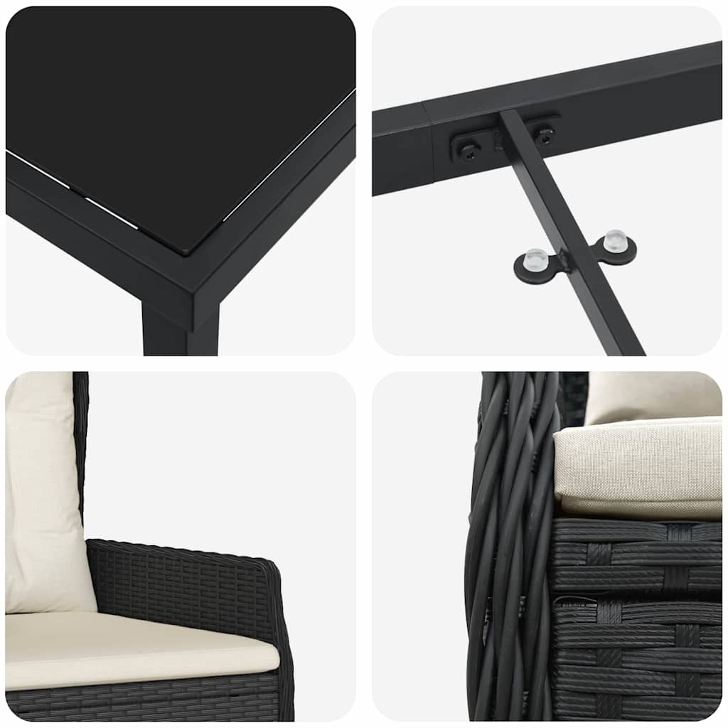 vidaXL Zestaw do jadalni w ogrodzie 5 pcs Czarny polirattan