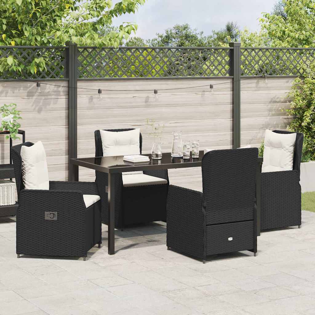 vidaXL Zestaw do jadalni w ogrodzie 5 pcs Czarny polirattan