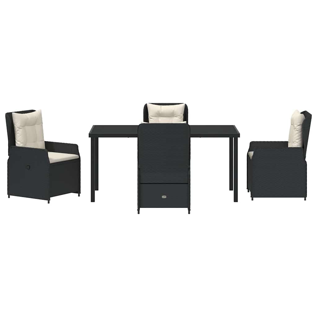 vidaXL Zestaw do jadalni w ogrodzie 5 pcs Czarny polirattan
