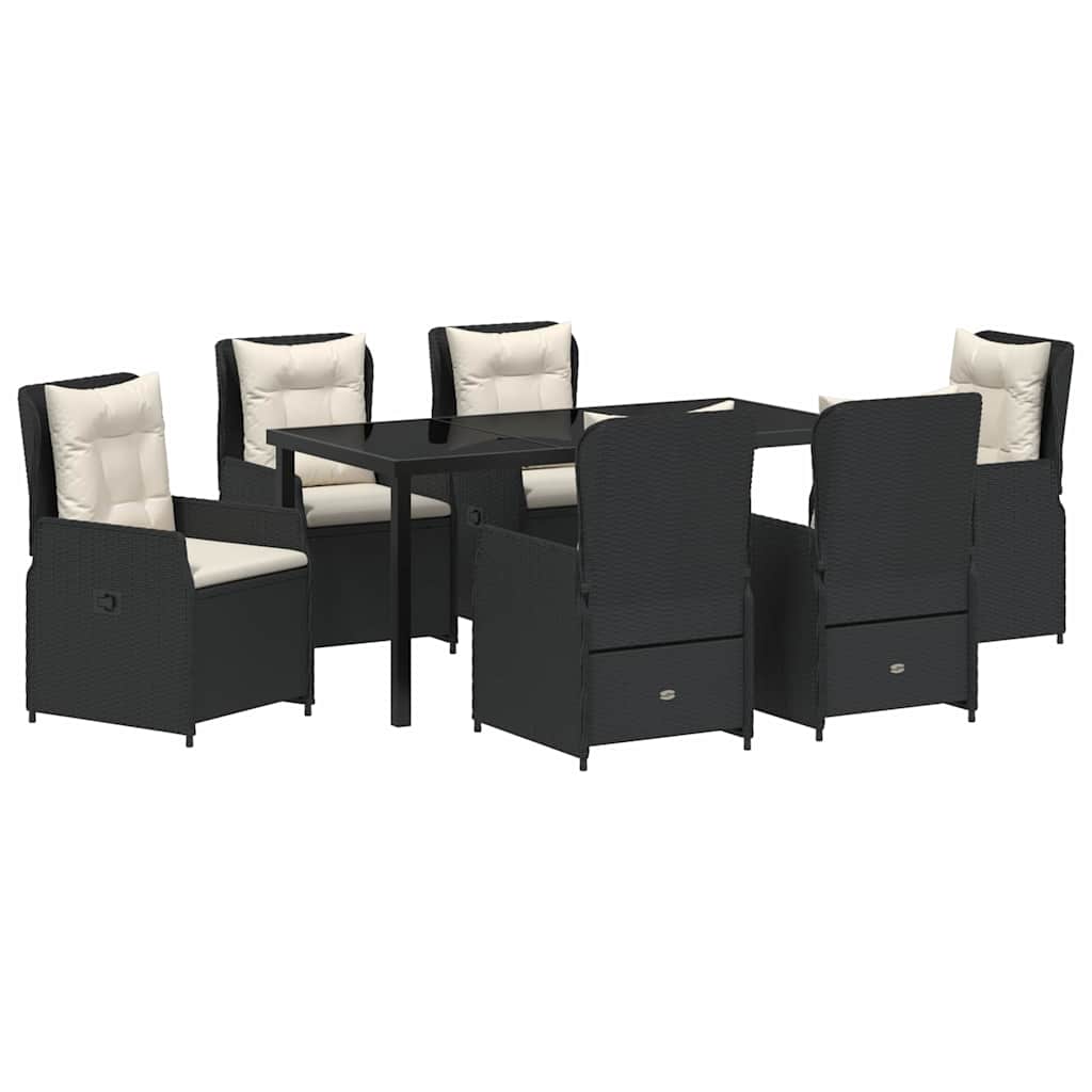 vidaXL Zestaw do jadalni w ogrodzie 7 pcs Czarny polirattan