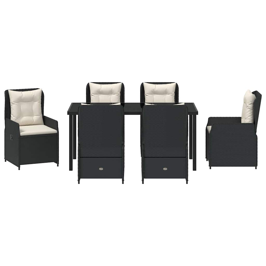vidaXL Zestaw do jadalni w ogrodzie 7 pcs Czarny polirattan