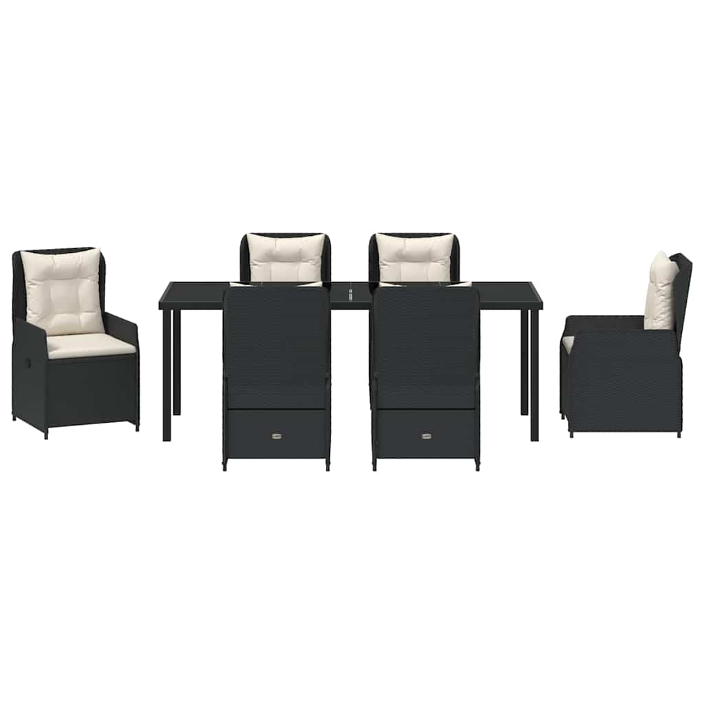 vidaXL Zestaw do jadalni w ogrodzie 7 pcs Czarny polirattan