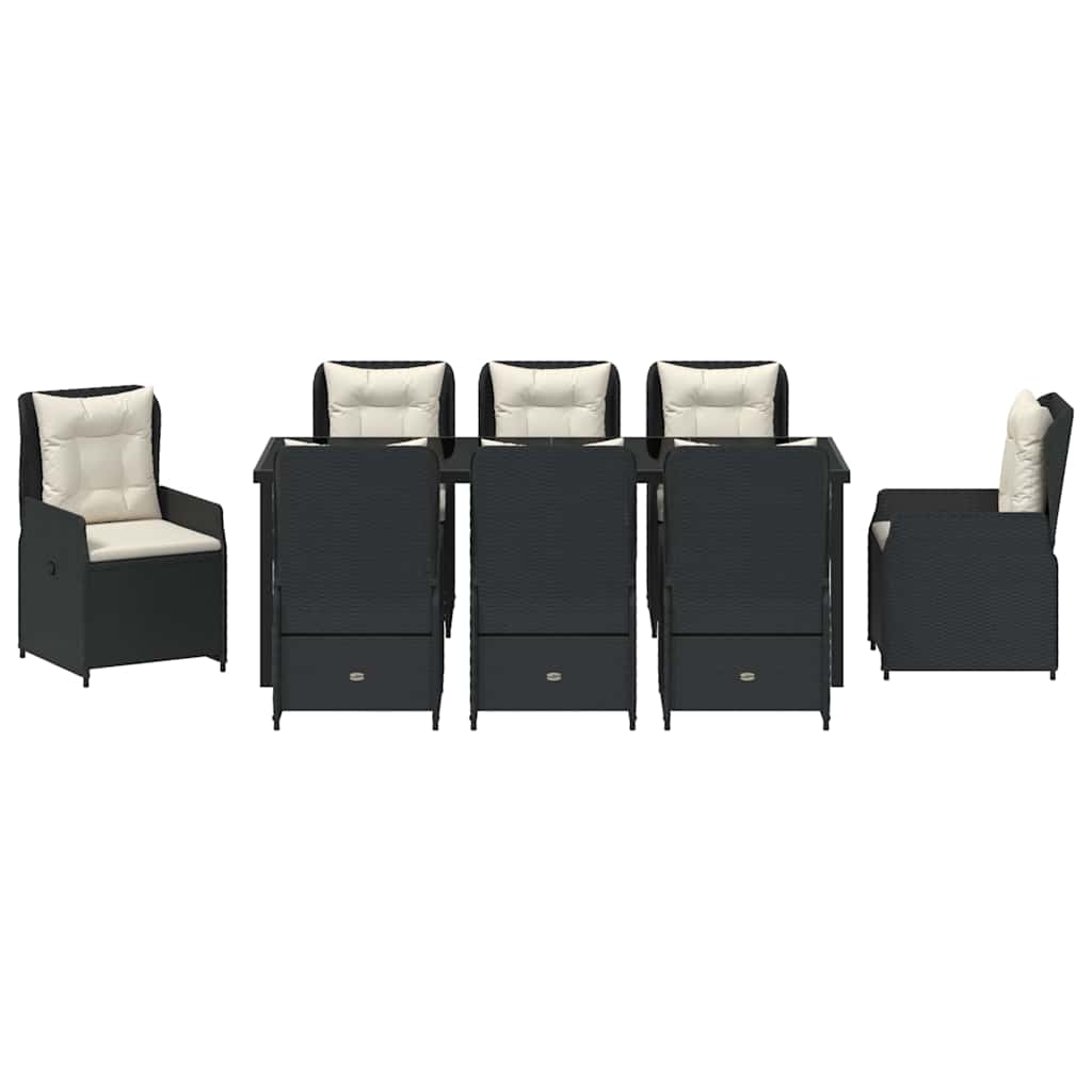 vidaXL Zestaw do jadalni w ogrodzie 9 pcs Czarny polirattan
