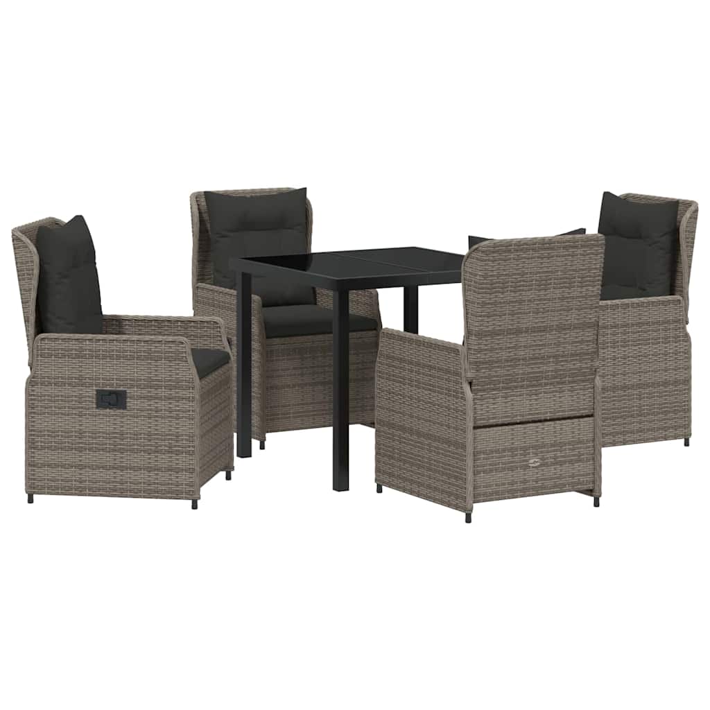 vidaXL Zestaw do jadalni w ogrodzie 5 pcs Szary polirattan