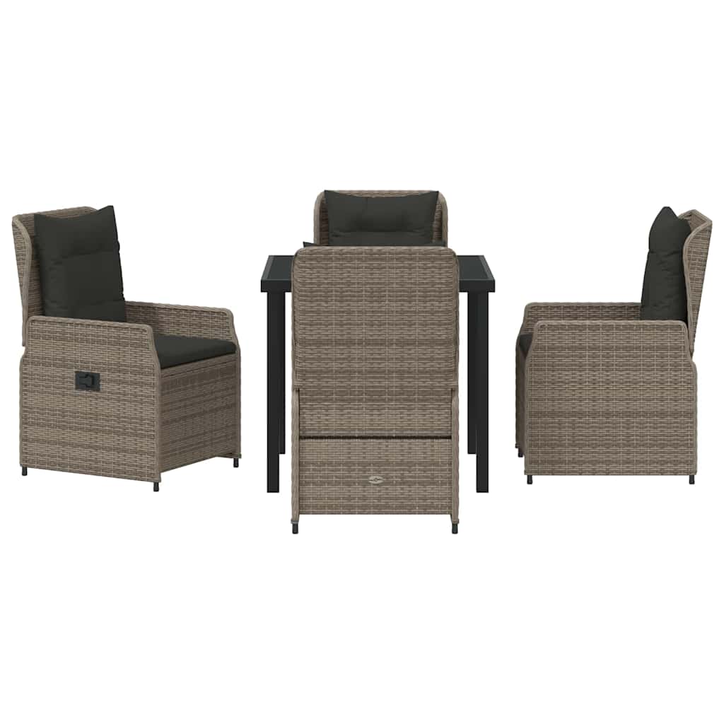 vidaXL Zestaw do jadalni w ogrodzie 5 pcs Szary polirattan