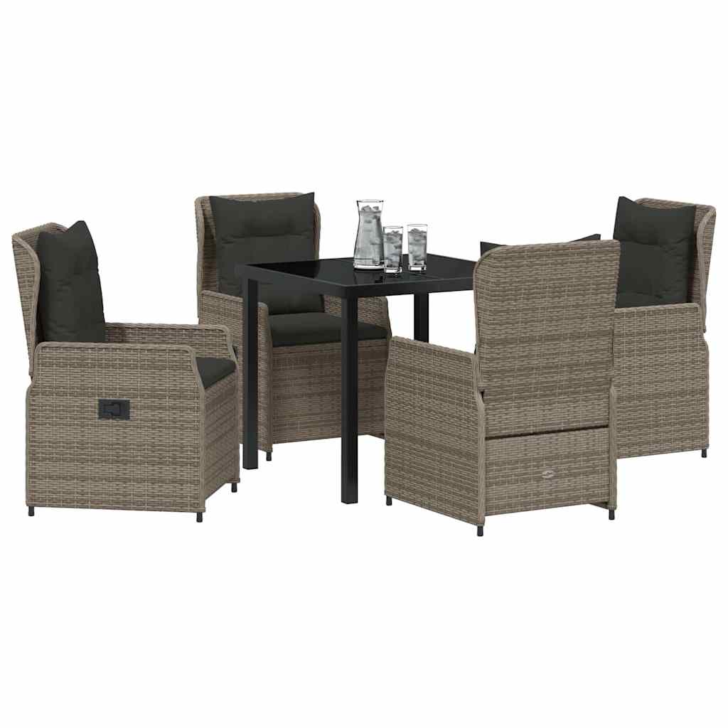 vidaXL Zestaw do jadalni w ogrodzie 5 pcs Szary polirattan