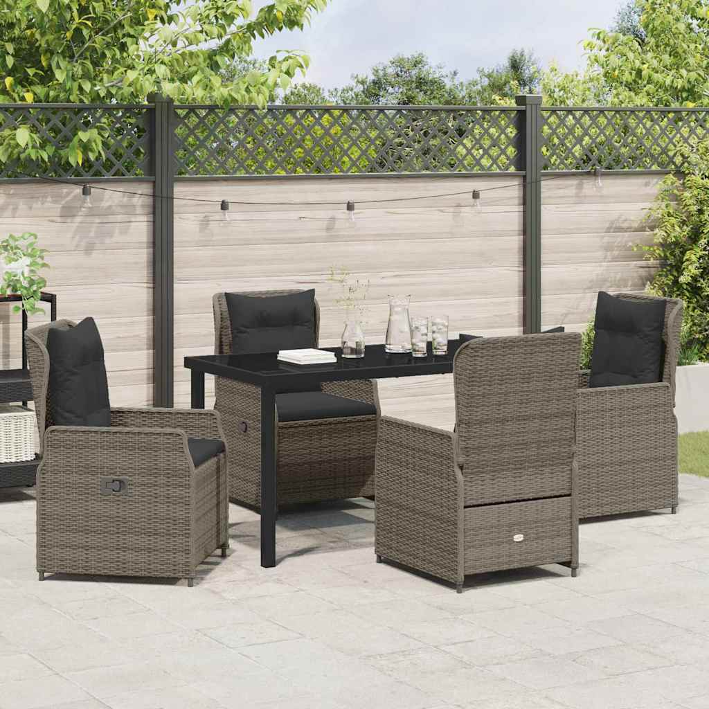 vidaXL Zestaw do jadalni w ogrodzie 5 pcs Szary polirattan