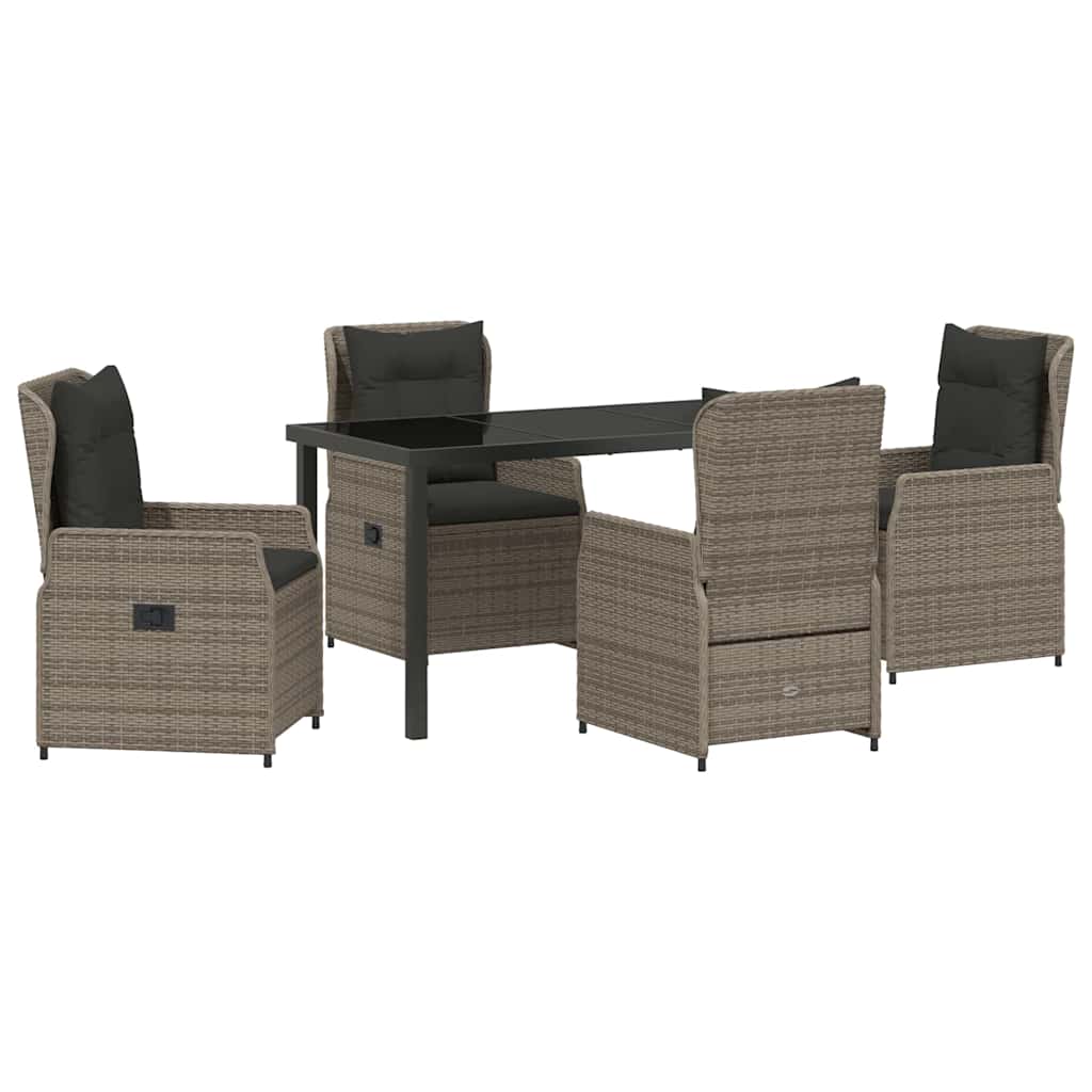 vidaXL Zestaw do jadalni w ogrodzie 5 pcs Szary polirattan