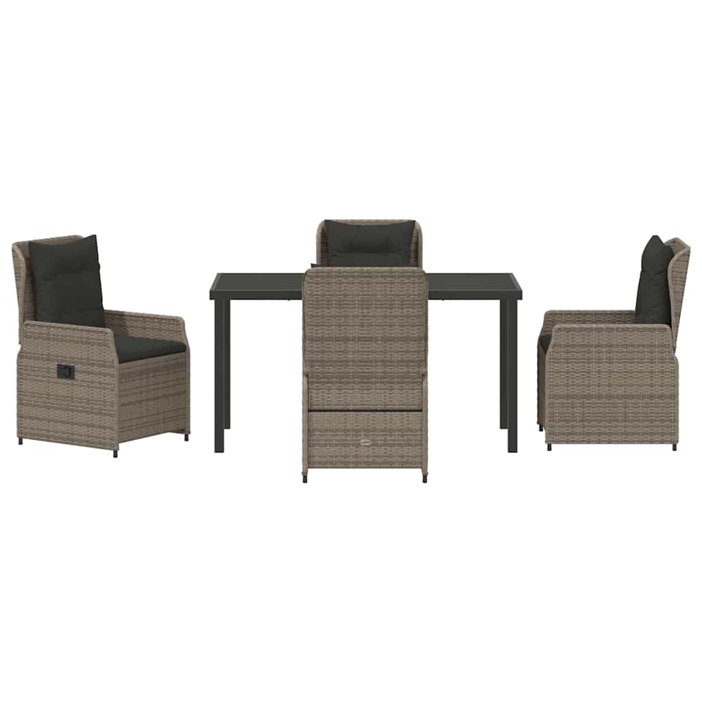 vidaXL Zestaw do jadalni w ogrodzie 5 pcs Szary polirattan