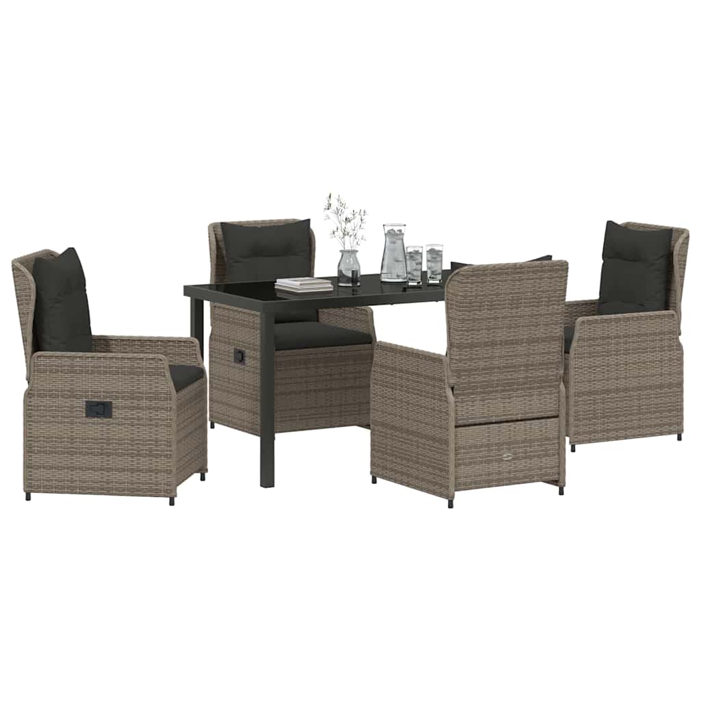 vidaXL Zestaw do jadalni w ogrodzie 5 pcs Szary polirattan