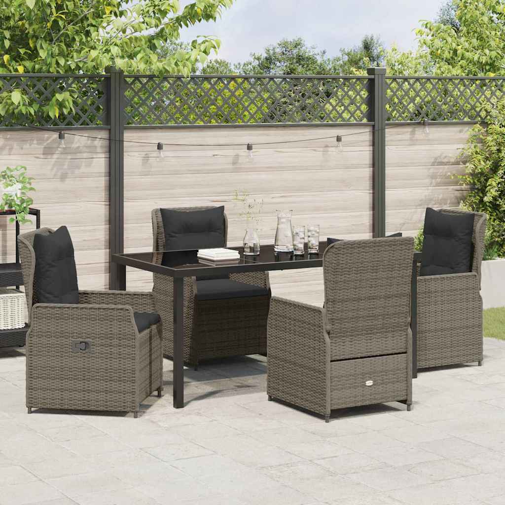 vidaXL Zestaw do jadalni w ogrodzie 5 pcs Szary polirattan