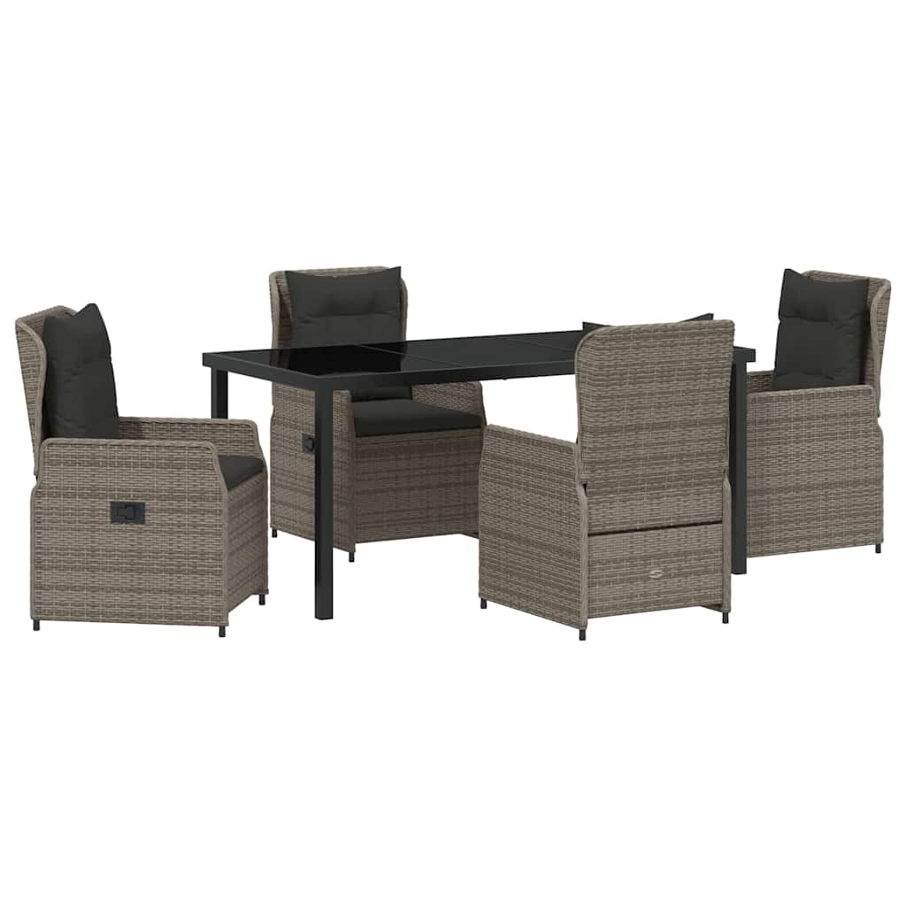 vidaXL Zestaw do jadalni w ogrodzie 5 pcs Szary polirattan