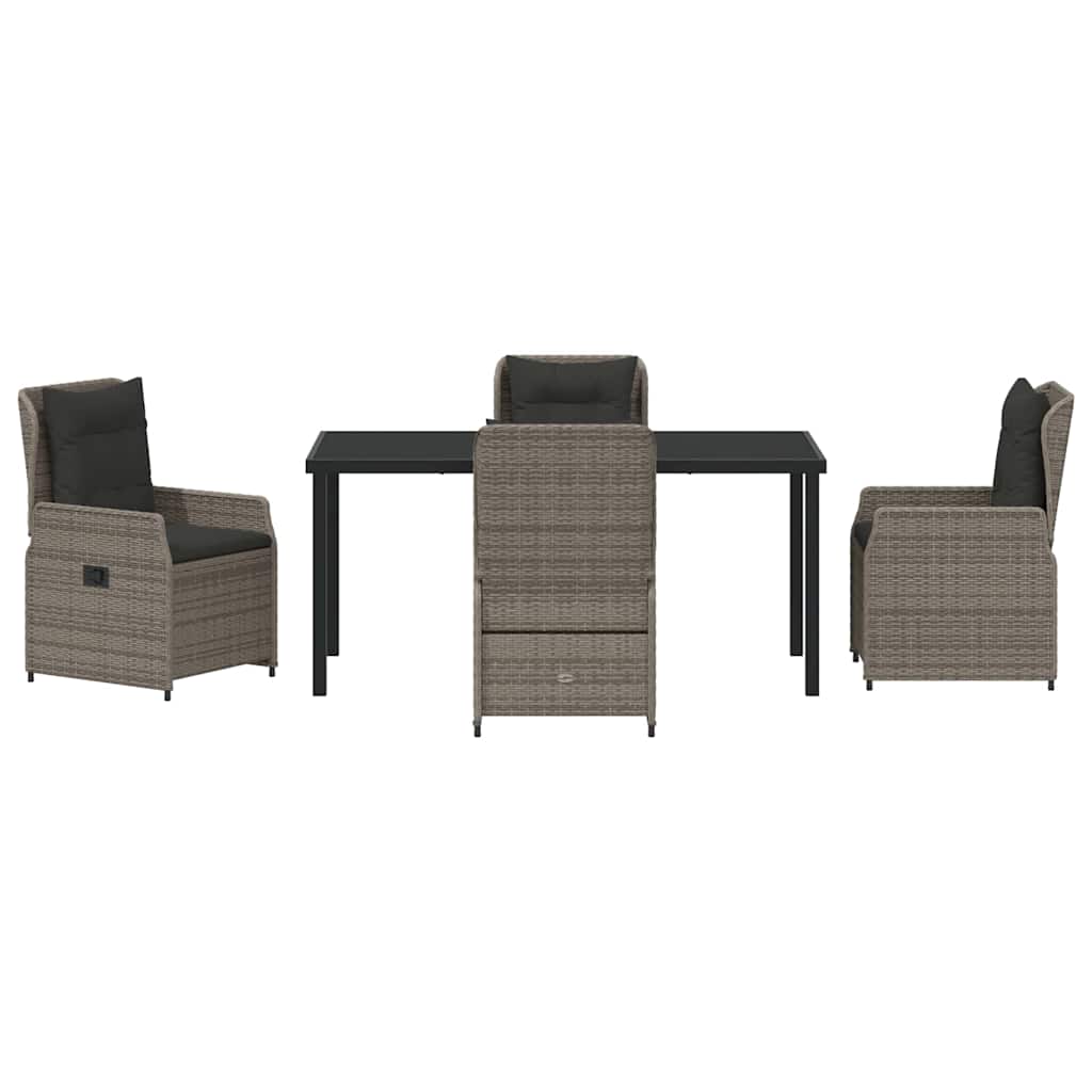 vidaXL Zestaw do jadalni w ogrodzie 5 pcs Szary polirattan