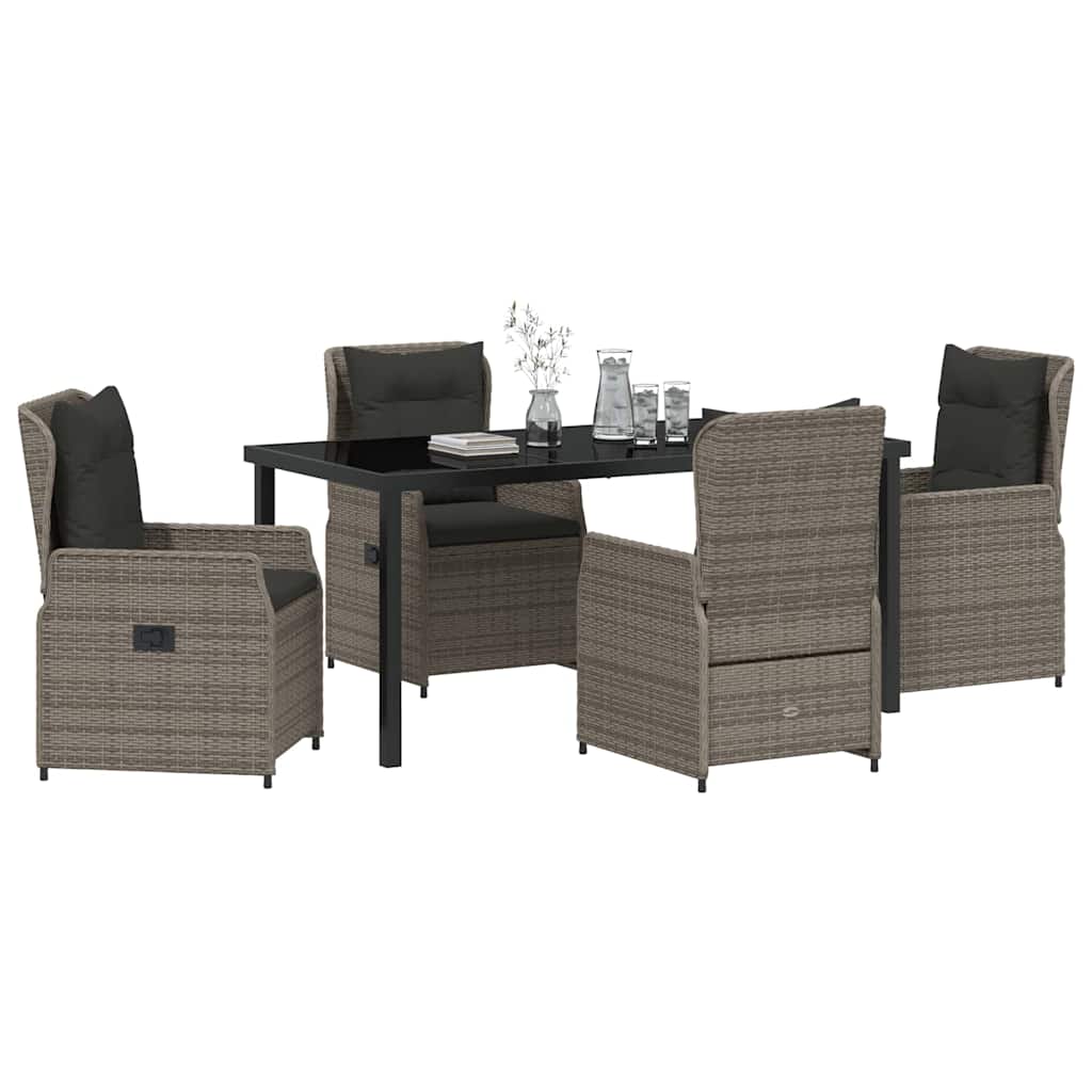 vidaXL Zestaw do jadalni w ogrodzie 5 pcs Szary polirattan