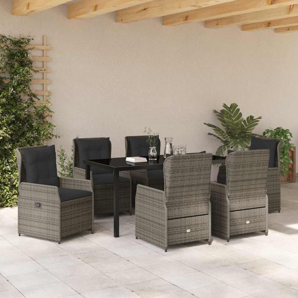 vidaXL Zestaw do jadalni w ogrodzie 7 pcs Szary polirattan