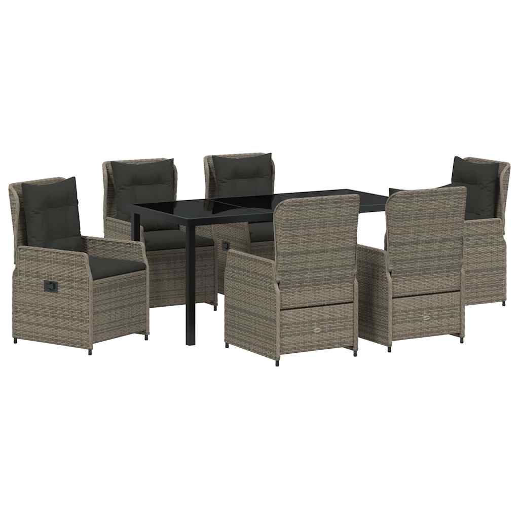 vidaXL Zestaw do jadalni w ogrodzie 7 pcs Szary polirattan