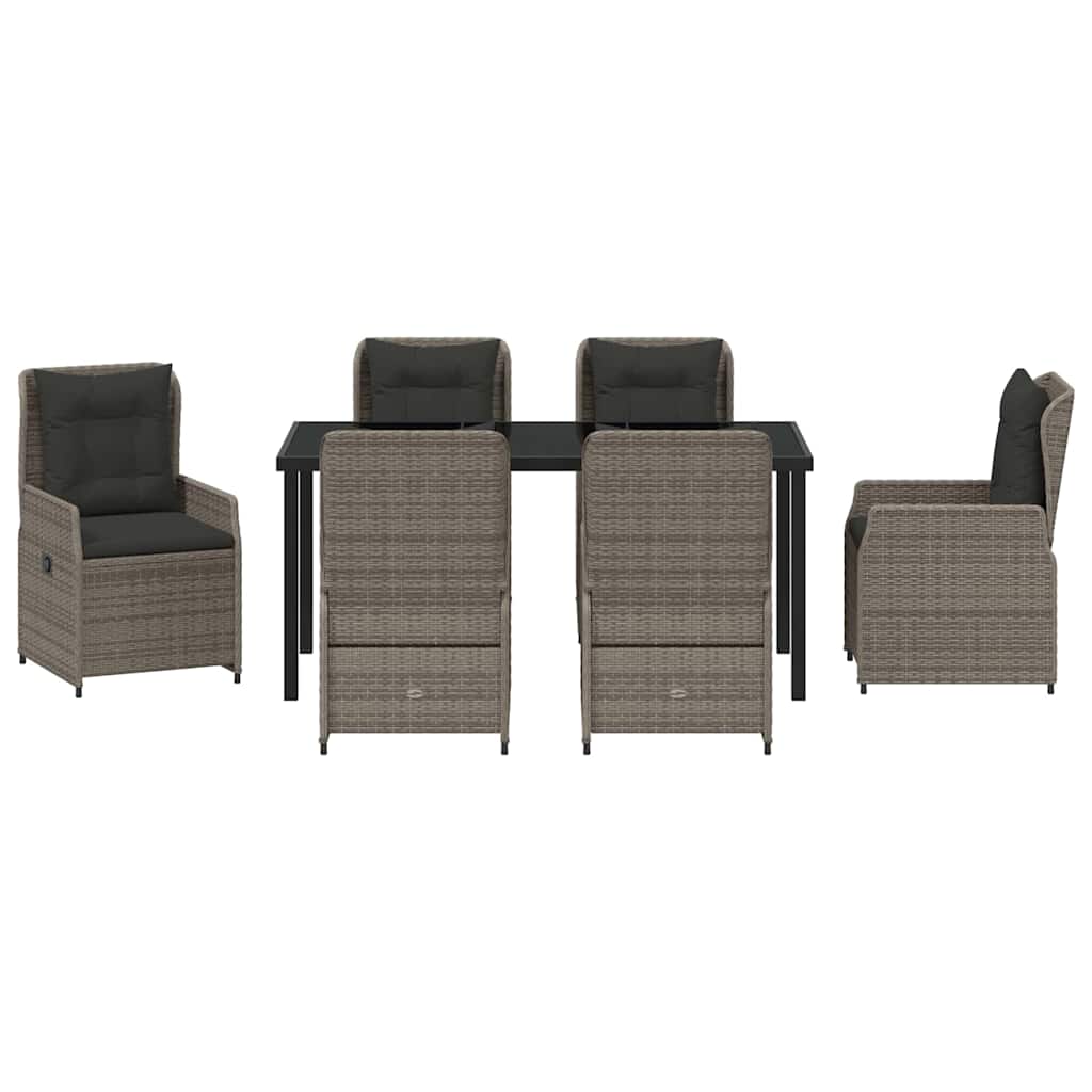 vidaXL Zestaw do jadalni w ogrodzie 7 pcs Szary polirattan