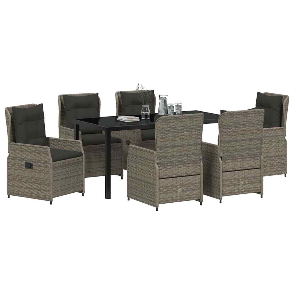 vidaXL Zestaw do jadalni w ogrodzie 7 pcs Szary polirattan