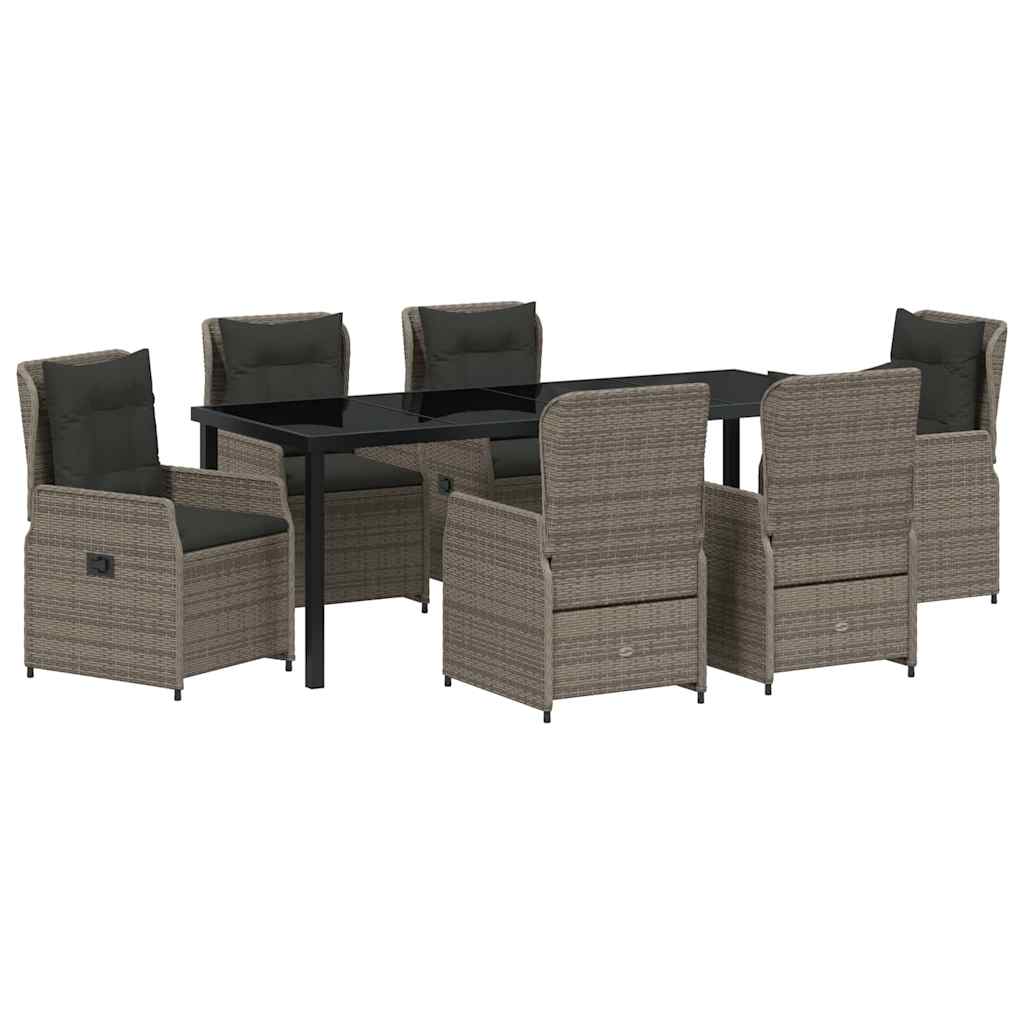 vidaXL Zestaw do jadalni w ogrodzie 7 pcs Szary polirattan