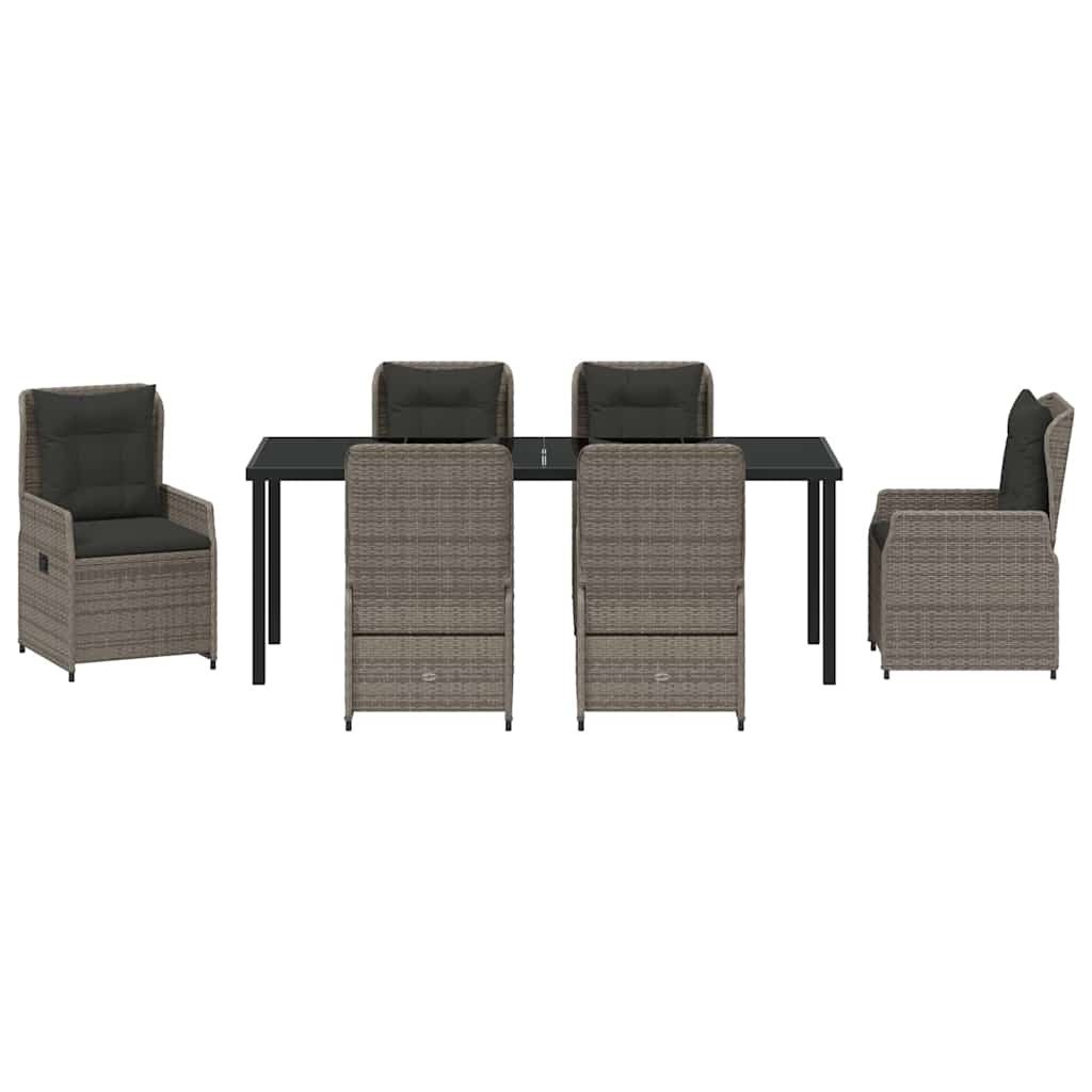 vidaXL Zestaw do jadalni w ogrodzie 7 pcs Szary polirattan