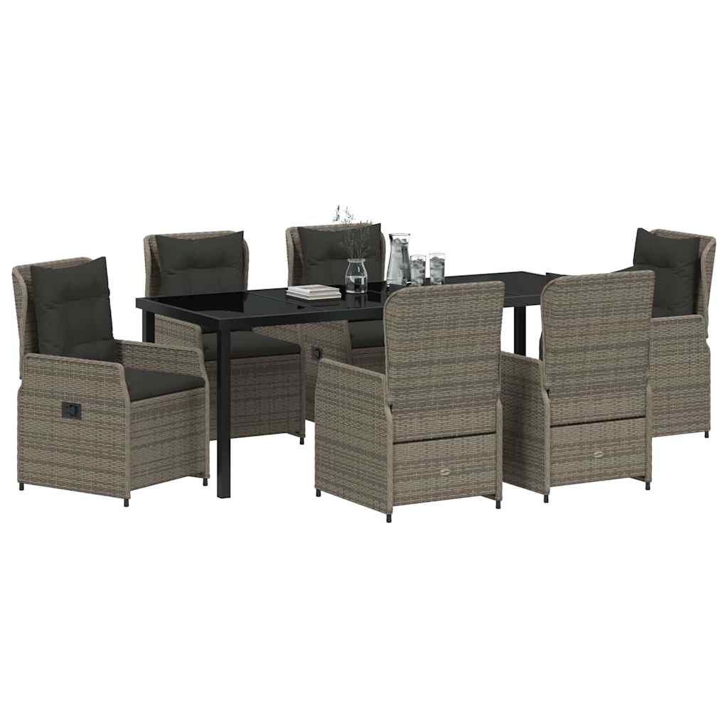 vidaXL Zestaw do jadalni w ogrodzie 7 pcs Szary polirattan