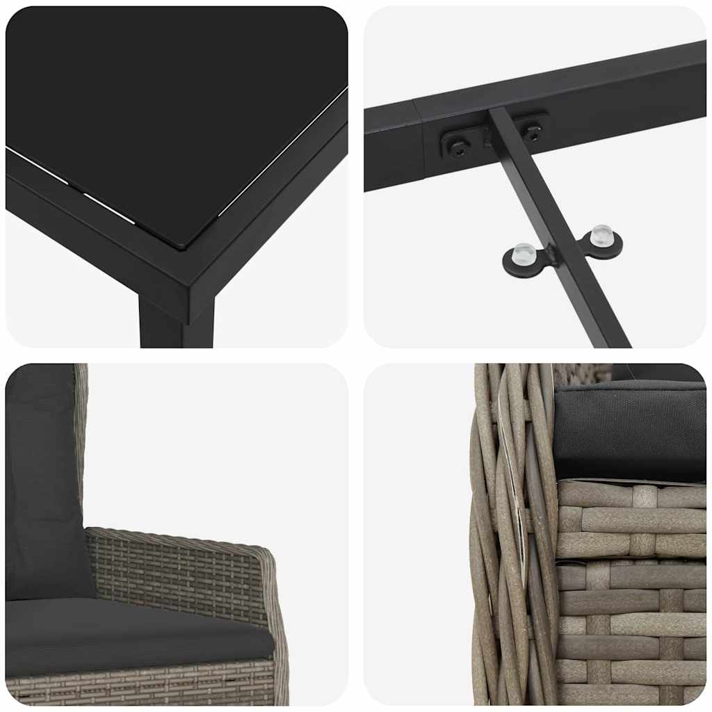 vidaXL Zestaw do jadalni w ogrodzie 9 pcs Szary polirattan