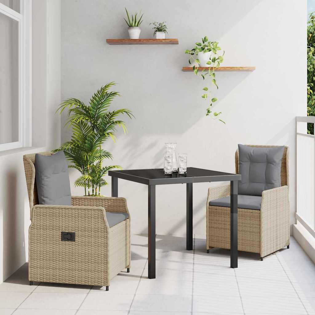 vidaXL Zestaw do jadalni w ogrodzie 3 pcs Beżowy i jasnoszary