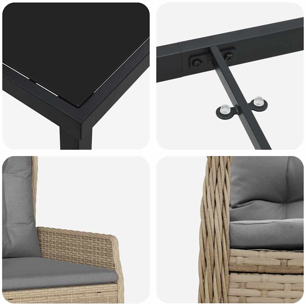 vidaXL Zestaw do jadalni w ogrodzie 7 pcs Beżowy i jasnoszary