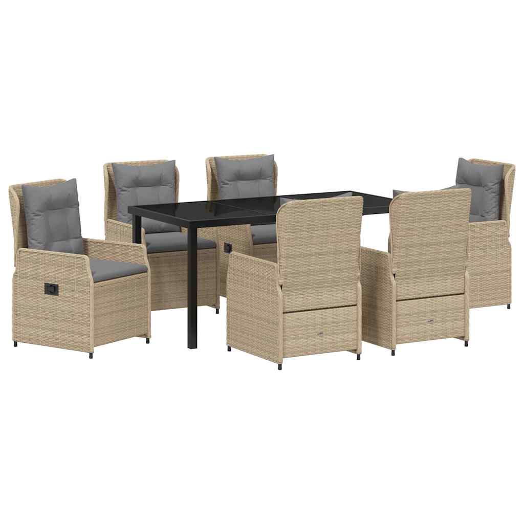 vidaXL Zestaw do jadalni w ogrodzie 7 pcs Beżowy i jasnoszary