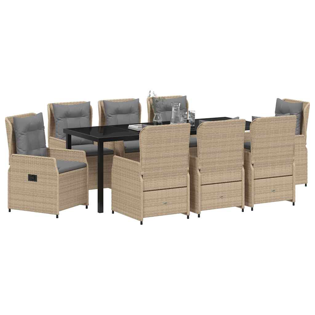 vidaXL Zestaw do jadalni w ogrodzie 9 pcs Beżowy i jasnoszary